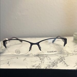 Bebe Swarovski Crystal Women's Black Half-Rim Glasses. Size 53-17-135